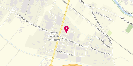 Plan de Laguzou Pneus, Zone Industrielle en Toure 72 Rue Paul Longevin, 11400 Castelnaudary