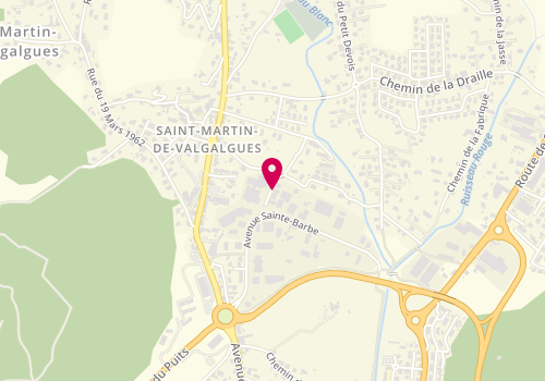 Plan de SM Carrosserie, Zone Artisanale 
Av. Sainte-Barbe, 30520 Saint-Martin-de-Valgalgues