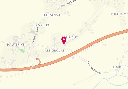 Plan de First Stop Pneus Ouest Hauterive, Les Riaux, 61250 Hauterive
