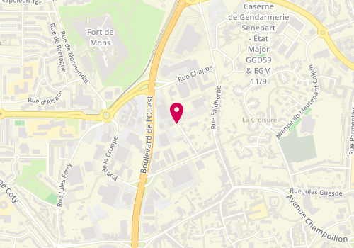 Plan de Centre Porsche Lille, 13 Rue Chappe, 59650 Villeneuve-d'Ascq